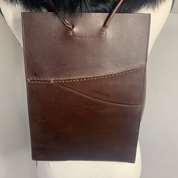 CLAUDIO ORCIANI Redish Brown Leather Backpack Made Italy MCB6743R - Picture 3 of 13